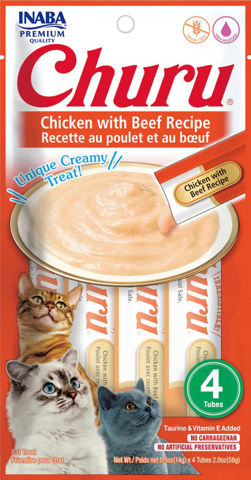 Inaba Cat Churu Puree Chicken Beef 2Oz/6Ct