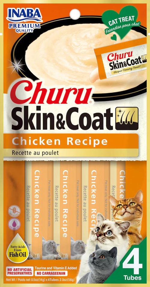 Inaba Cat Churu Purees Skin&Coat Chkn 2Oz/6Ct