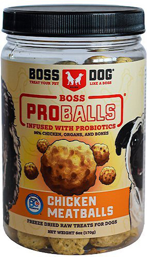 Boss Dog Treat Freeze Dried Raw Meatball Jar Chkn 6oz/12