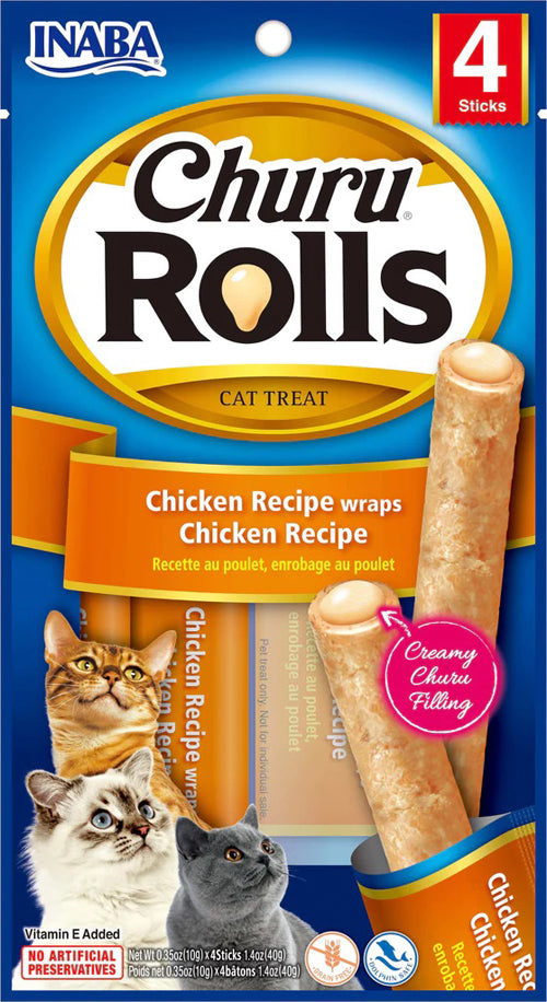 Inaba Cat Churu Rolls Chkn Wrap Chicken 6Ct/1.04Oz