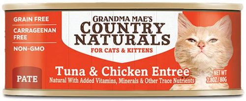 Grandma Mae's Country Naturals Grain Free Tuna & Chicken Cat & Kitten Wet Food 2.8 oz 24 Pack
