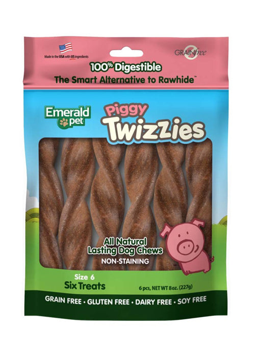 Emerald Pet Piggy Twizzies Dog Treat 6 Pack 6 in 8 oz