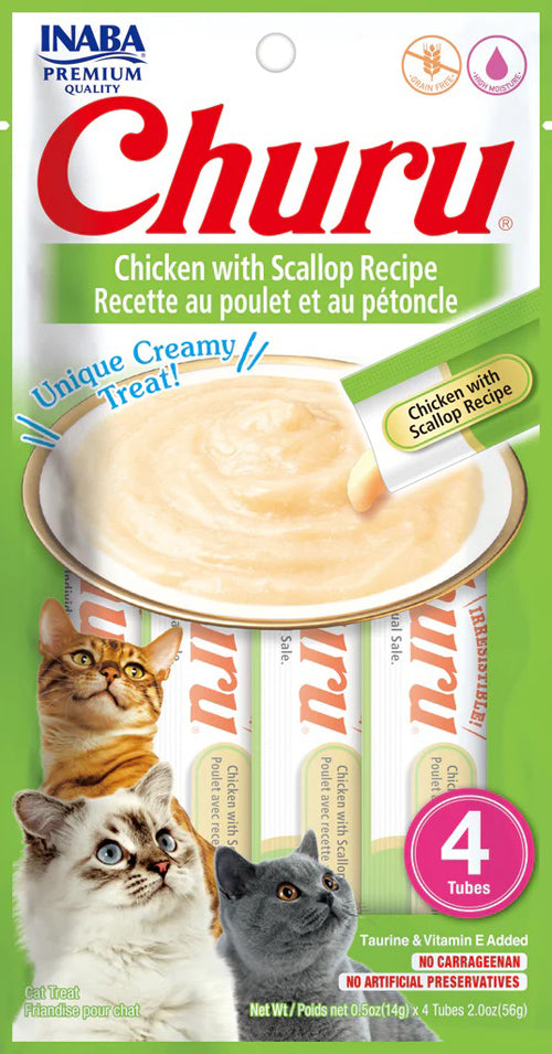 Inaba Cat Churu Puree Chkn Scallop 0.52Oz/6Ct