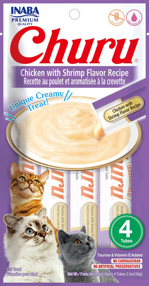 Inaba Cat Churu Puree Chkn Shrimp 0.52Oz/6Ct