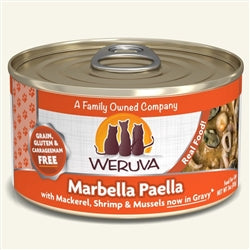 Weruva Cat Marbella Paella with Mackerel, Shrimp & Mussels in Gravy 3oz. Case Of 24