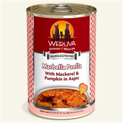 Weruva Dog Marbella Paella with Mackerel & Pumpkin in Aspic 14oz. Case Of 12