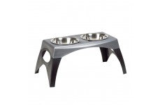 Bergan Stormcloud Elevated Feeder 2 Dog Bowl Black, Grey Large