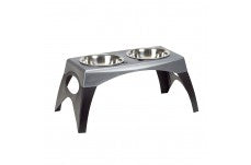 Bergan Stormcloud Elevated Feeder 2 Dog Bowl Black, Grey Medium