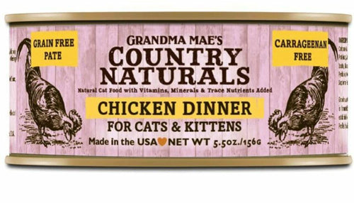 Grandma Mae's Country Naturals Grain Free Chicken Dinner Cat Wet Food 5.5 oz 24 Pack
