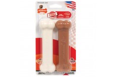 Nylabone Classic Twin Pack Power Chew Flavored Durable Dog Chew Toy Twin Pack, Bacon  Chicken, 1ea/Medium/Wolf 2 ct