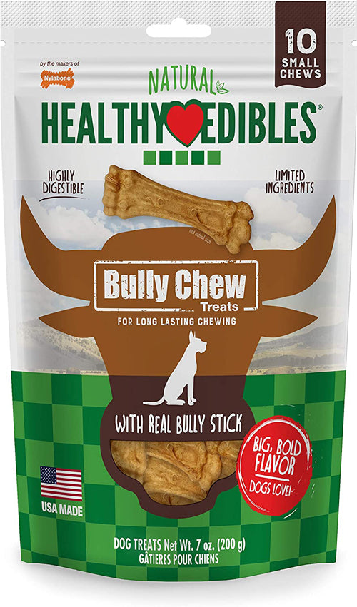 Nylabone Healthy Edibles Bully Chews Natural Dog Treats Made with Real Bully Stick1ea/SMall/Regular (10 ct)