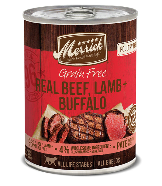 MERRICK DOG GRAIN FREE BEEF LAMB & BUFFALO 12.7OZ (Case of 12)