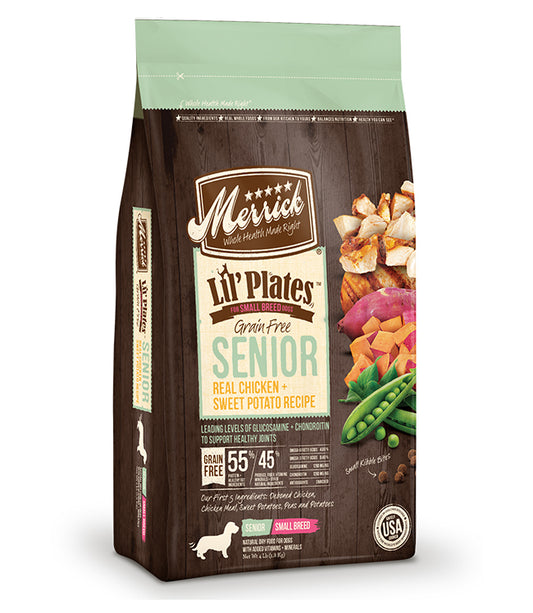 MERRICK DOG LIL PLATES GRAIN FREE SENIOR CHICKEN & SWEET POTATO 12LB