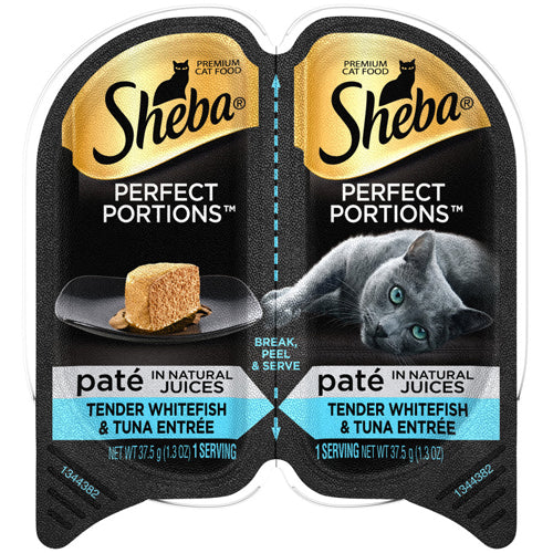 Sheba Perfect Portions Pate Nat Juices Whitefish/Tuna Grain Free Cat Food 2.6Oz/24Pk