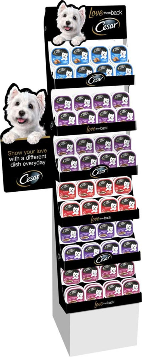 Cesar Mixed Dog Wet Food Floorstand Display 96 Count