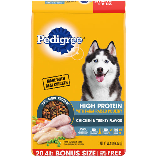 Pedigree High Protein Adult Chicken & Turkey Dry Dog Food 20.4 lbs.