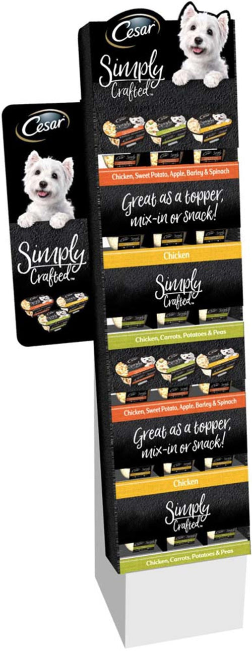Cesar Simply Crafted Dog Wet Food Floorstand/Powerwing Display Mixed 54 Ct