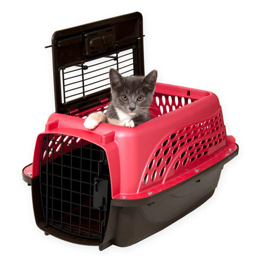 Petmate 2 Door Top Load Dog Kennel Hard-Sided Hot Pink, Black 19 in