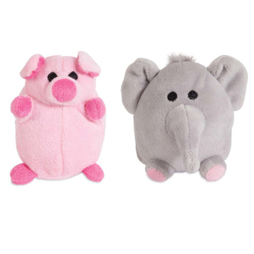 Zoobilee Elephant and Pig Dog Toy Assorted Mini, 2 Pk