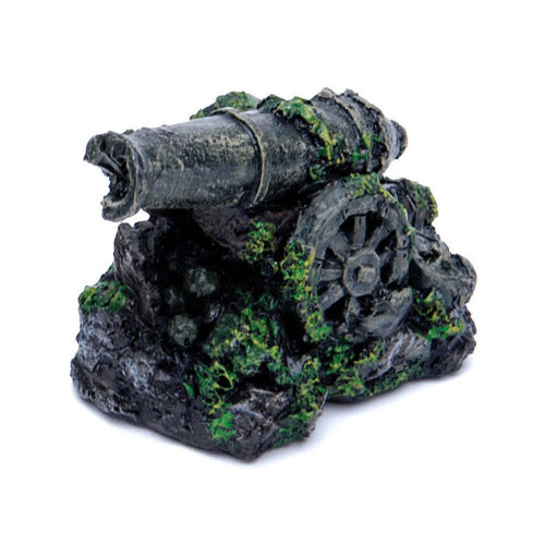 Penn-Plax Cannon Aquarium Ornament Grey, Yellow 3 in Mini