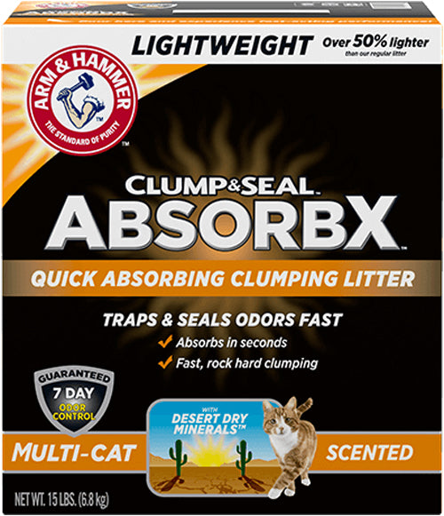 Arm & Hammer Clump & Seal AbsorbX Lightweight Multi-Cat Scented Litter 15lb