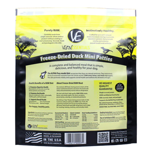 Vital Essentials Freeze-Dried Duck Mini Patties 1 Lbs