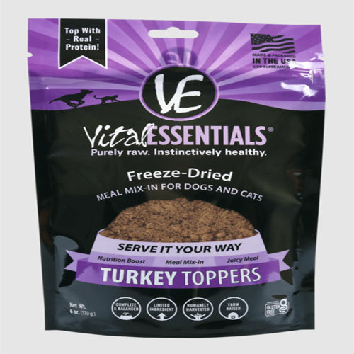 Vital Essentials Freeze Dried Dog and Cat Turkey - Toppers 6Oz