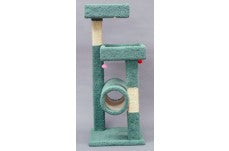 North American Pet Tree with Tunnel and Shelves Cat Tree Turquoise, Beige 54 in