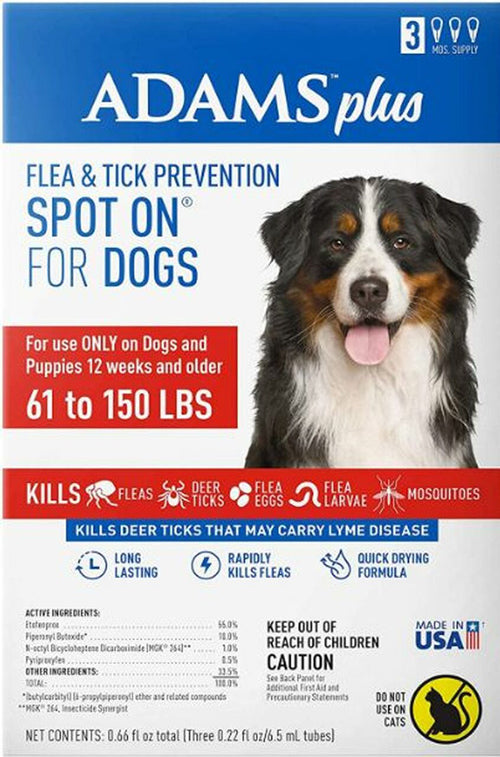 Adams Plus Flea & Tick Prevention Spot On for Dogs, X-Large Dogs 61 to 150 lbs