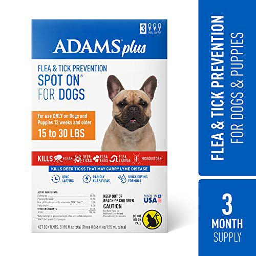 Adams Plus Flea & Tick Prevention Spot On for Dogs, Medium Dogs 15 to 30 lbs