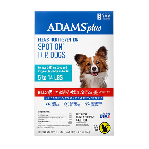 Adams Plus Flea & Tick Prevention Spot On for Dogs, Small Dogs 5 to 14 lbs