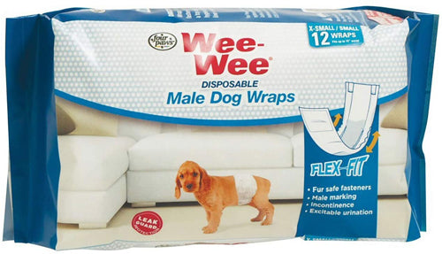 Four Paws Wee-Wee Disposable Male Dog Wraps 12 Count X-Small / Small