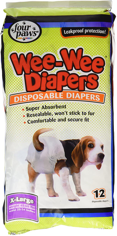 Four Paws Wee-Wee Disposable Dog Diapers 12 Count Large / X-Large