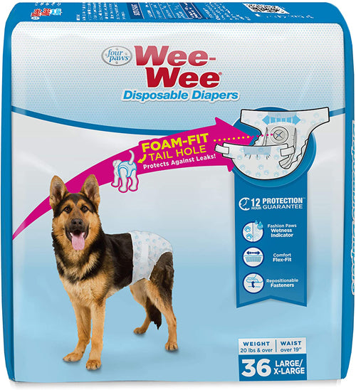 Four Paws Wee-Wee Disposable Dog Diapers 36 Count Large/X-Large