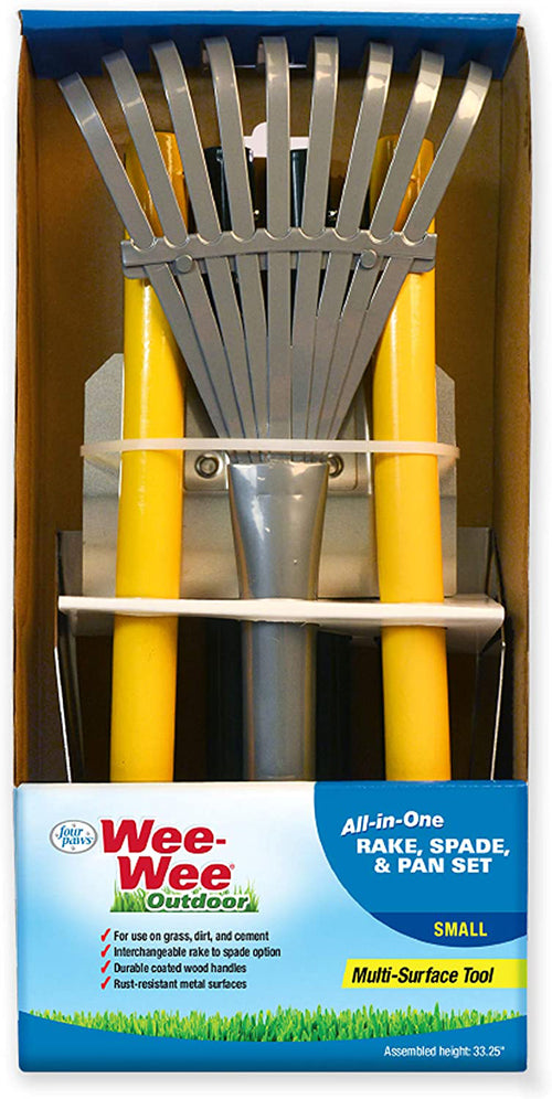 Four Paws Wee-Wee All-in-One Dog Poop Rake, Spade and Pan Set Small, 7" x 7" x 38"