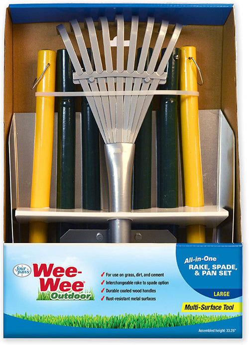 Four Paws Wee-Wee All-in-One Dog Poop Rake, Spade and Pan Set Large, 9.5" x 10" x 38"