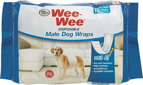 Four Paws Wee-Wee Disposable Male Dog Wraps 36 Count Medium / Large