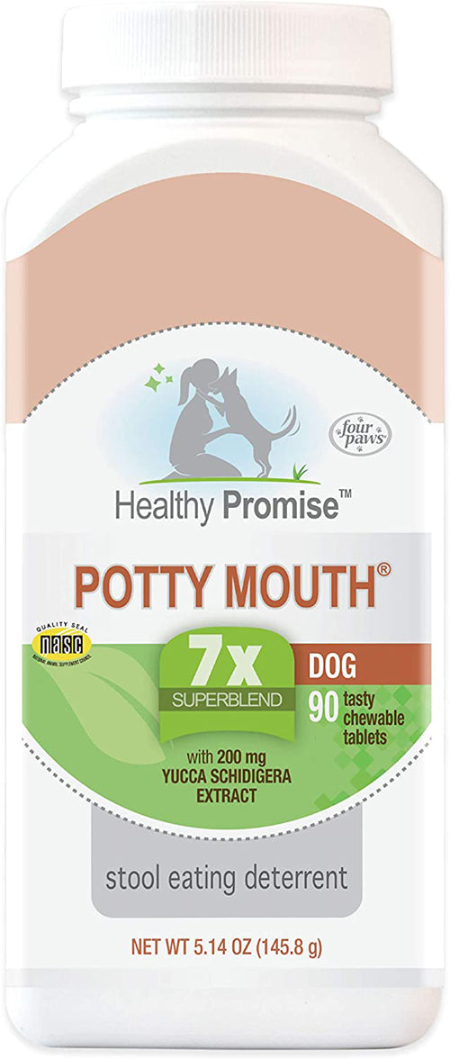 Four Paws Healthy Promise Potty Mouth Tablets - Coprophagia Stool Eating Deterrent for Dogs 90 Count 5.14 oz.