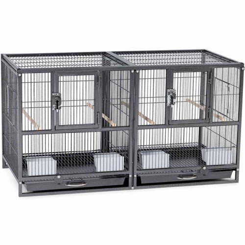 Prevue Pet Products Hampton Deluxe Divided Breeder Bird Cage Black Hammertone Finish