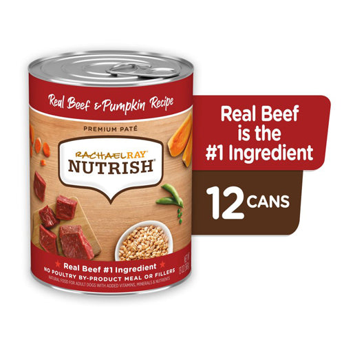 Rachael Ray NUTRISH Premium Pate Canned Dog Food Beef  Pumpkin, 12ea/13 oz