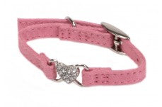 Coastal Lil Pals Suede Jeweled Collar Pink 5/16X8In