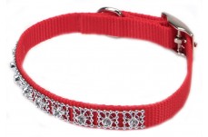 Coastal Nylon Jeweled Collar Red 3/8X10In
