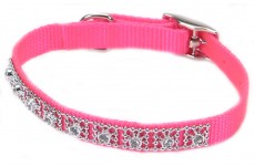 Coastal Nylon Jeweled Collar Neon Pink 3/8X12In