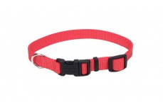 Coastal Adjustable Nylon Dog Collar with Plastic Buckle Red 5/8 in x 10-14 in