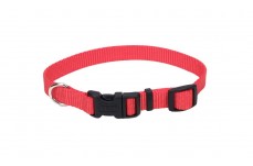 Coastal Adjustable Nylon Dog Collar with Plastic Buckle Red 3/4 in x 14-20 in