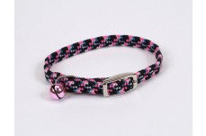 Lil Pals Elasticized Safety Kitten Collar with Reflective Threads Neon Pink 3/8 in x 8 in