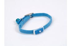 Lil Pals Elasticized Safety Kitten Collar with Jeweled Bow Light Blue 3/8 in x 8 in