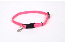 Coastal Lil Pals Adjustable Nylon Collar Neon Pink 5/16X6-8In