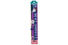 Safe Cat Adjustable Snag-Proof Nylon Breakaway Collar Purple 3/8 in x 8-12 in