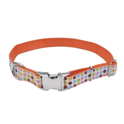 Coastal Pet Attire Coastal Ribbon Adj Nylon Collar With Metal Buckle Dots 5/8X12In